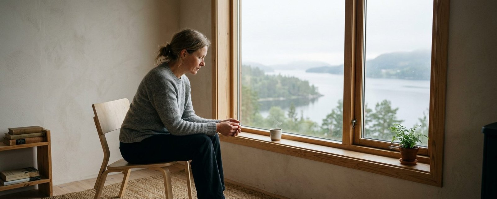 Person sitter stilla och reflekterar over sitt maende och sin angst