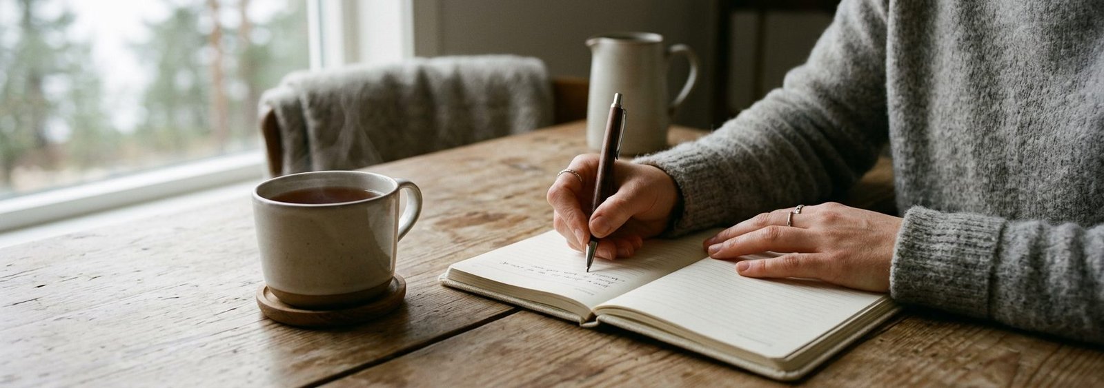 Kvinna skriver i sin dagbok som ett sätt att hantera ångest och bearbeta känslor strukturerat